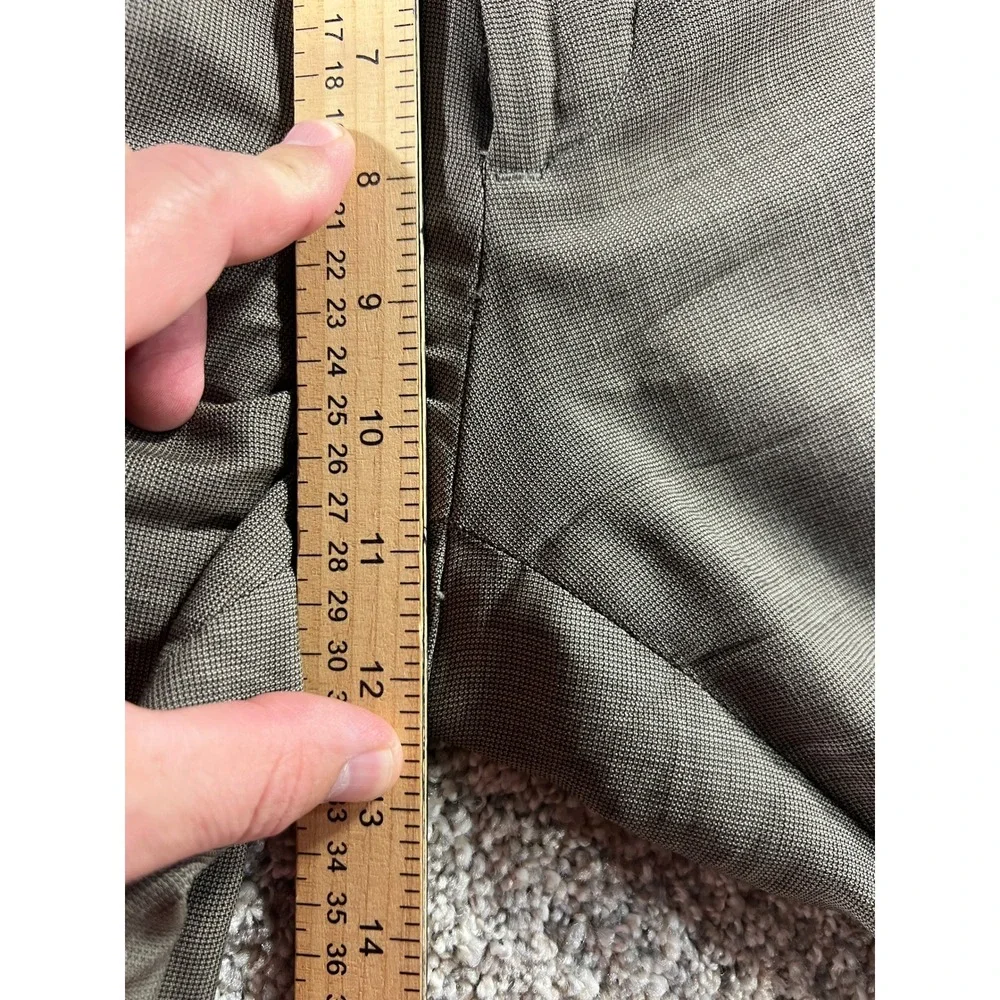 Men's Banana Republic Classic Fit Brown Wool Micro Check Dress Pants 33x32
